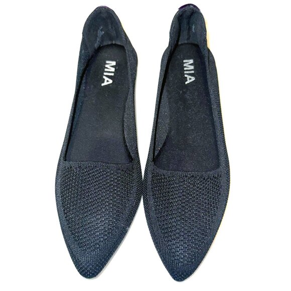 MIA Corrine Slip On Knit Black Pointed Flats Size 7M - Picture 1 of 9